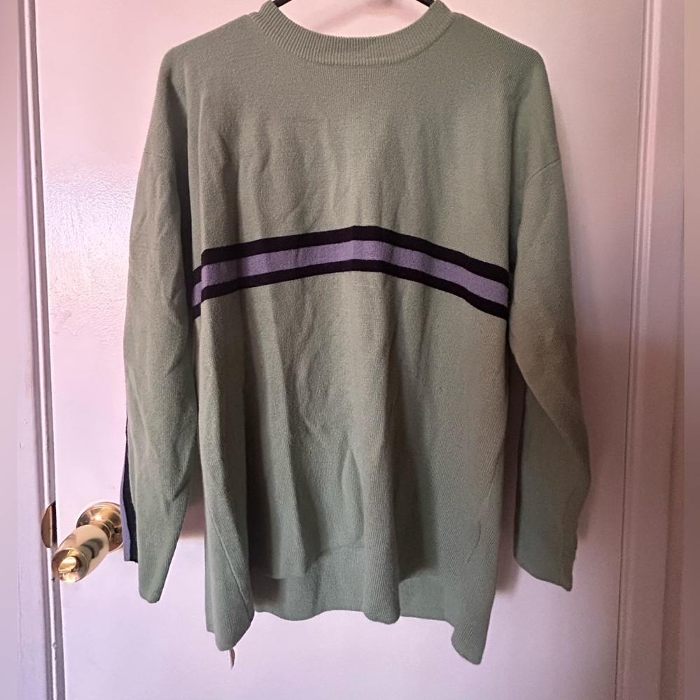Sage Green Striped Sweater